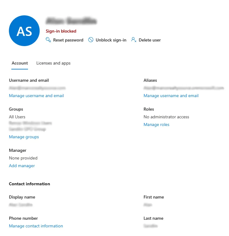 Password reset and sign-in block